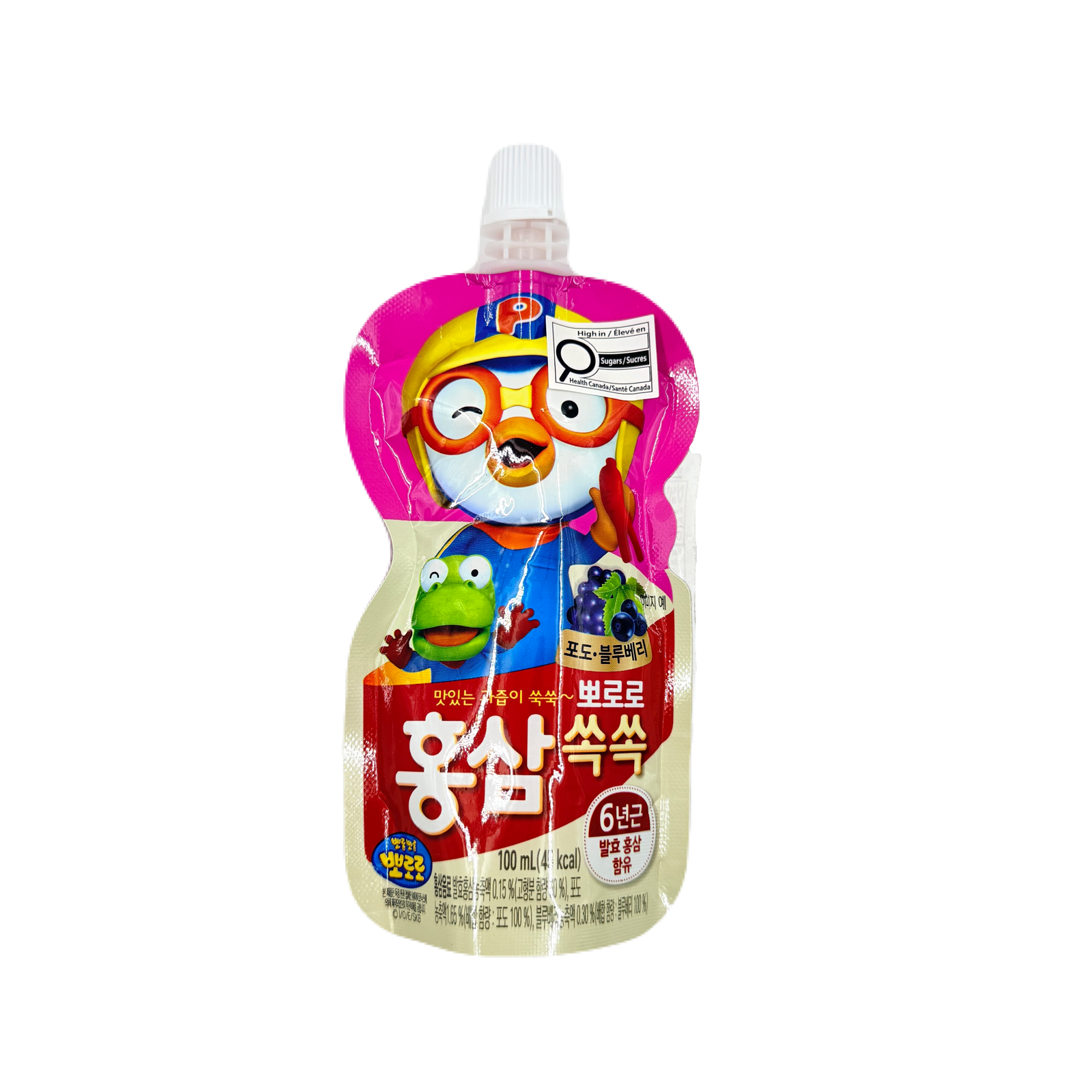 SOFT DRINK PORORO HONGSAM(100ML*10*4) 뽀로로 홍삼쑥쑥 포도블루베리
